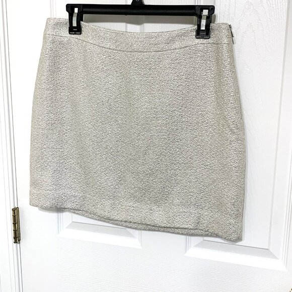 Banana Republic Skirt. Metallic. Ivory. Mini. Pencil. Size 8. Elegant. - Picture 2 of 11